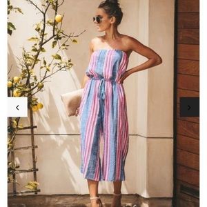 Strapless Pocketed Cotton Jumpsuit VICI